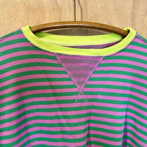 We The Free Women's Classic Striped Crew Neck Terry Sweatshirt Lg Free People - Picture 6 of 6